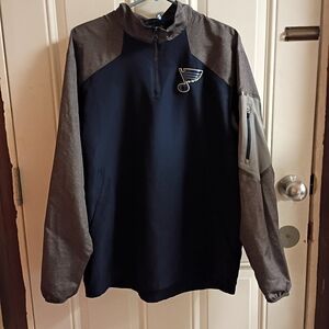 Men's Navy/Charcoal St. Louis Blues Quarter-Zip Pullover Top Medium